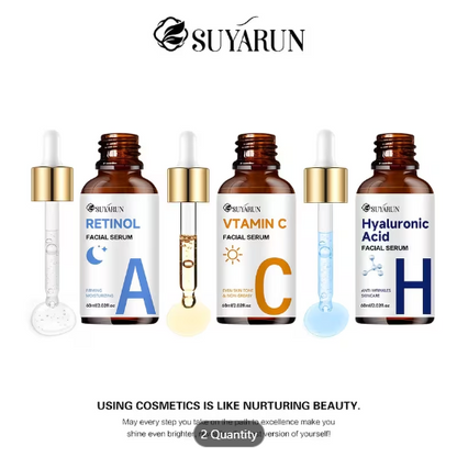 SUYARUN 3pcs Day & Night Vitamin C+Retinol+Hyaluronic Acid Essence Trio Set