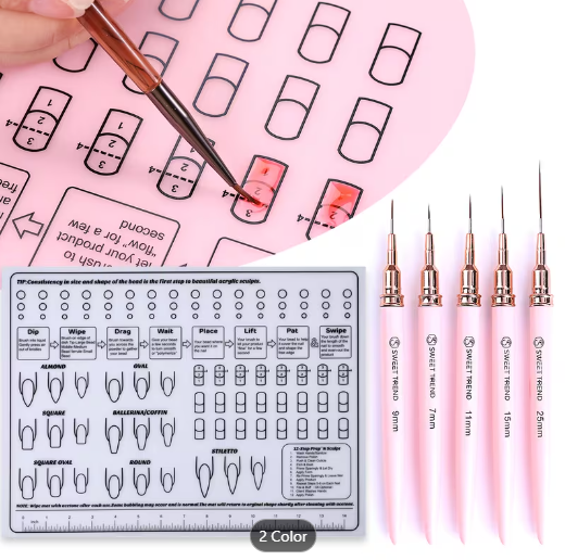 Silicone nail-art practice mat