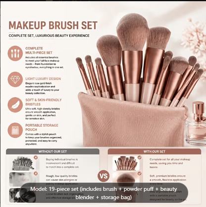 19pcs Makeup Brush Set with Storage Bag