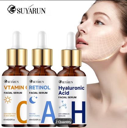 SUYARUN 3pcs Day & Night Vitamin C+Retinol+Hyaluronic Acid Essence Trio Set